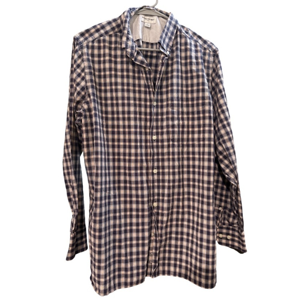 MENS BANANA REPUBLIC BUTTON DOWN PERFECT CONDITION SIZE LARGE 16-16 1/2 PLAID